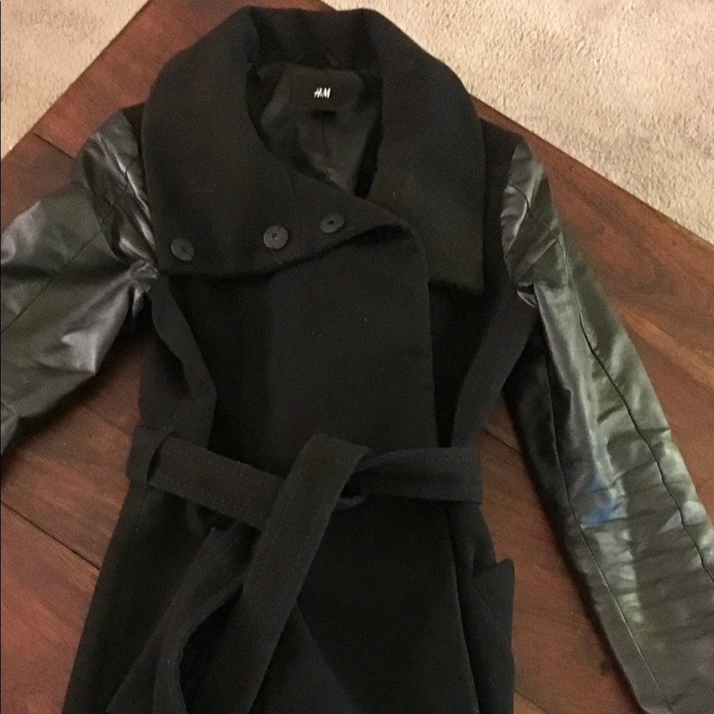 H & M faux leather trench, sz. 6